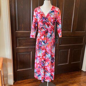 Soft Surroundings Le Jardin Faux Wrap Surplice Maxi Dress Floral Size Petite L
